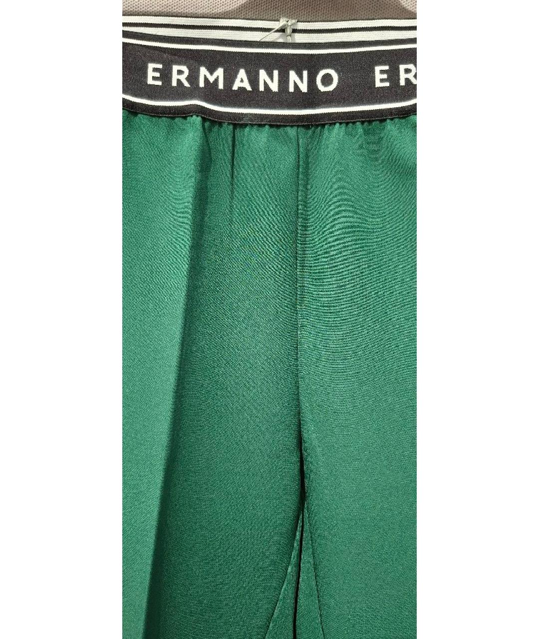 ERMANNO FIRENZE Зеленые полиэстеровые брюки узкие, фото 4