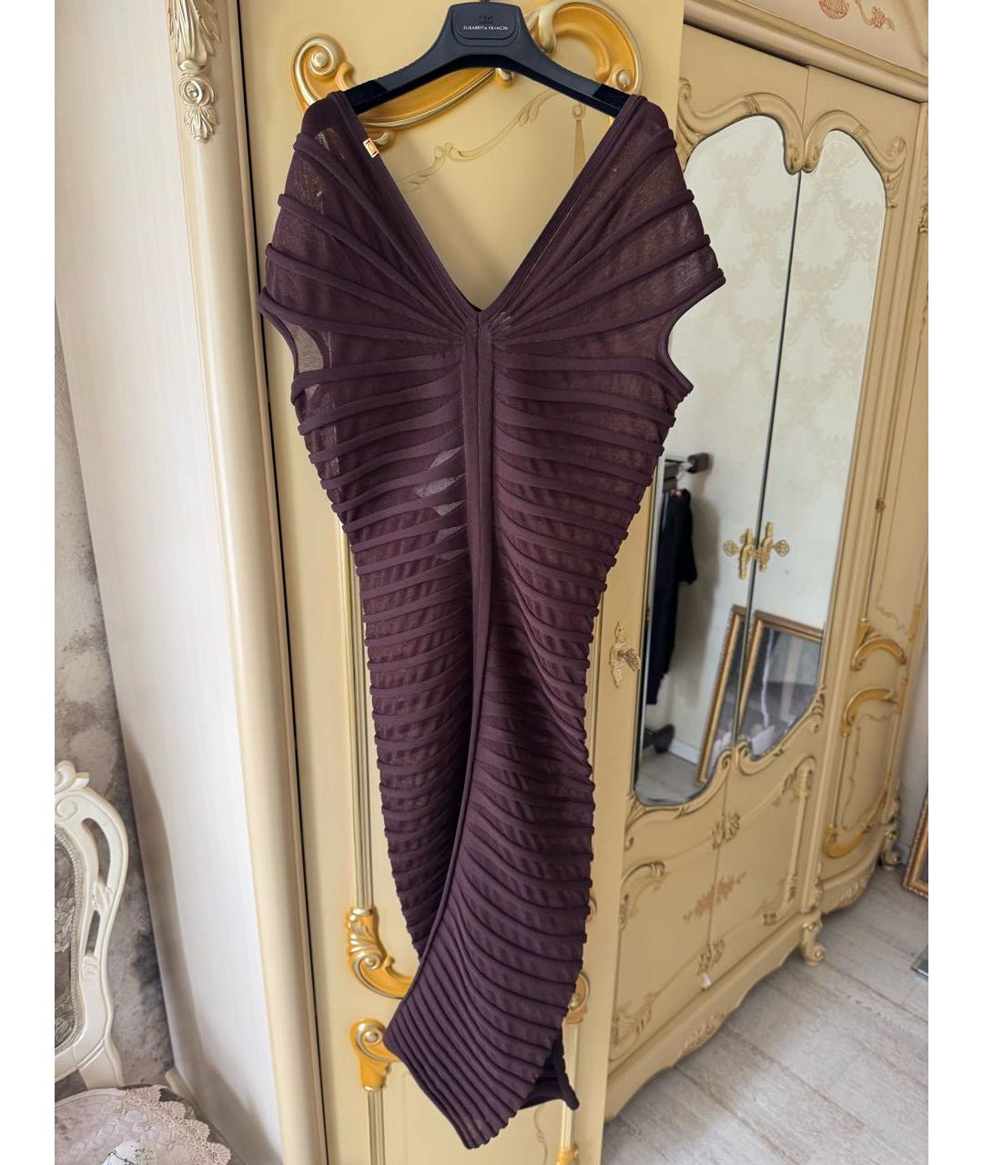 ELISABETTA FRANCHI Коричневое коктейльное платье, фото 6