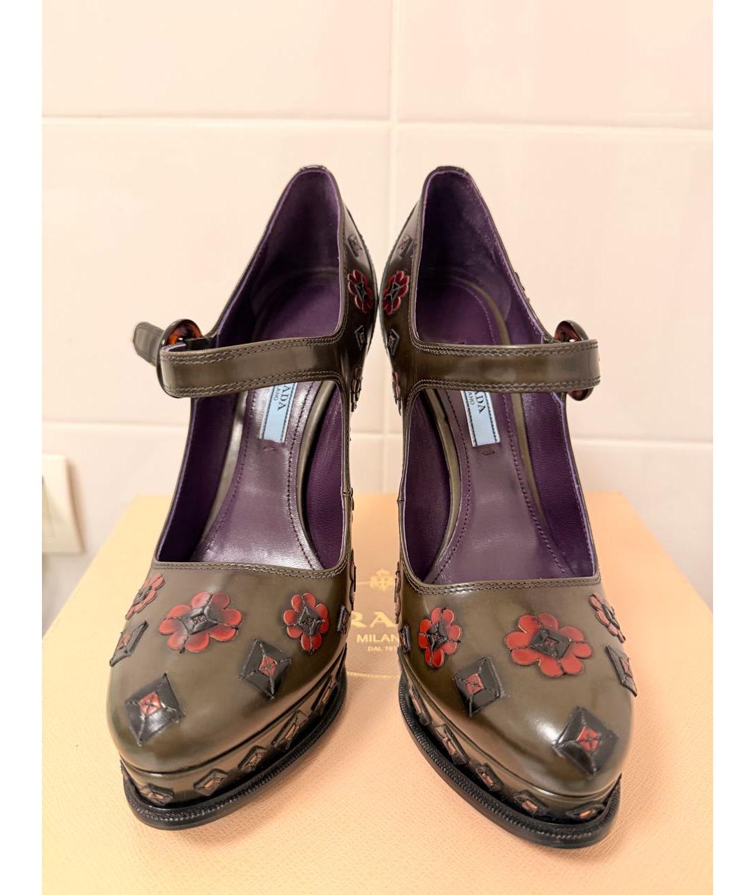 PRADA Зеленые кожаные туфли, фото 2