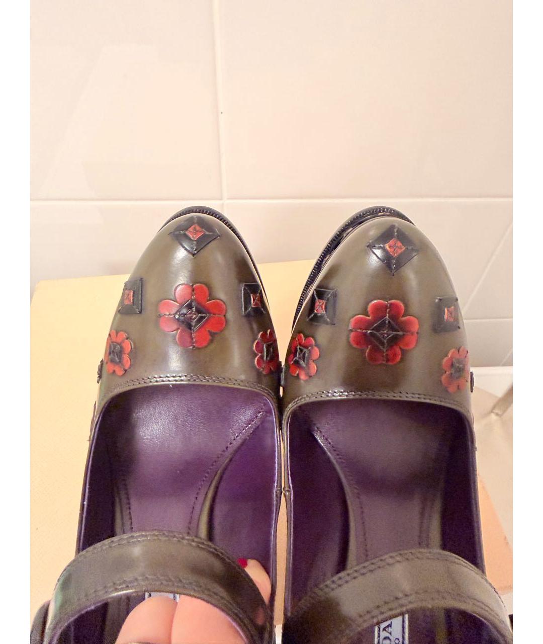 PRADA Зеленые кожаные туфли, фото 4