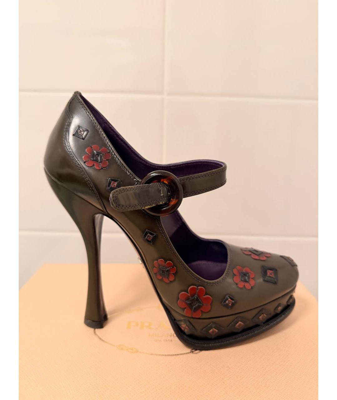 PRADA Зеленые кожаные туфли, фото 9