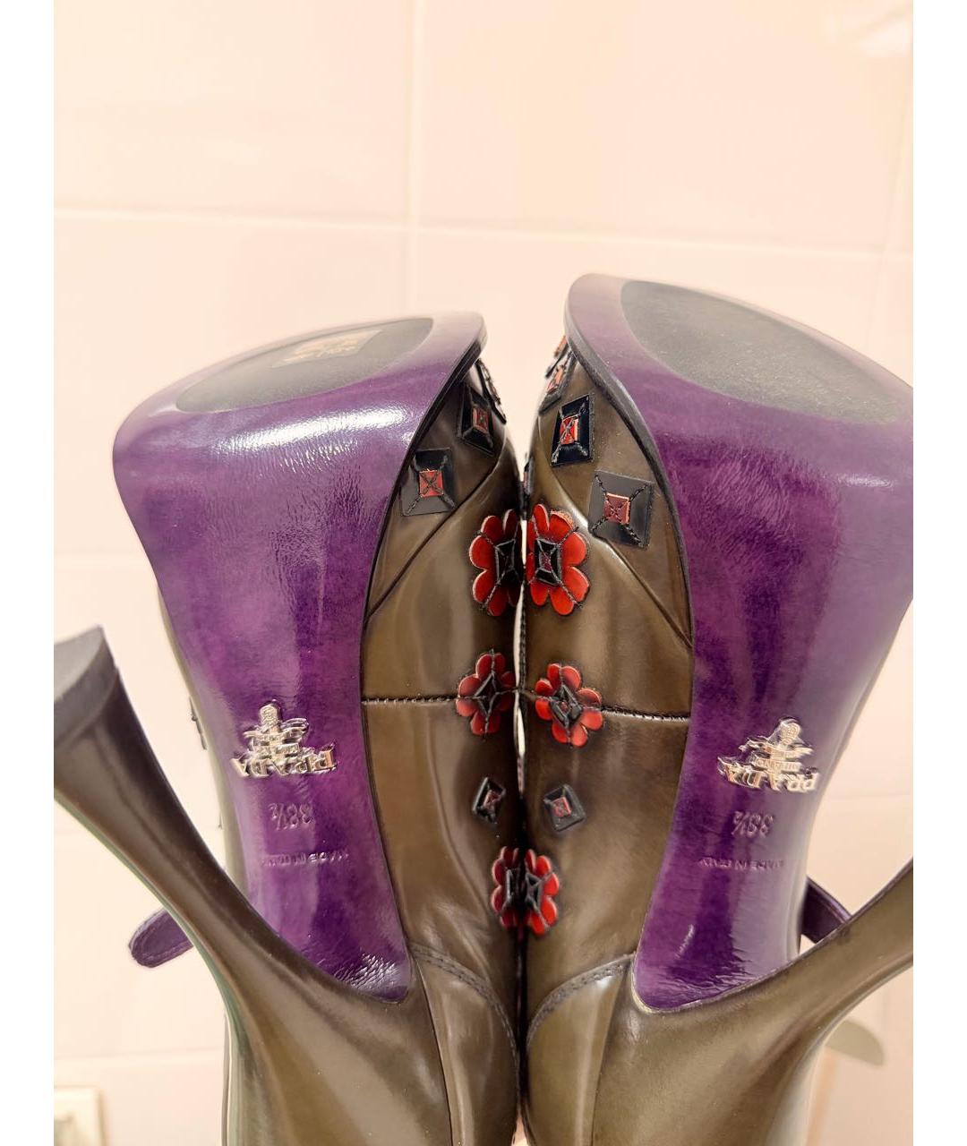 PRADA Зеленые кожаные туфли, фото 5