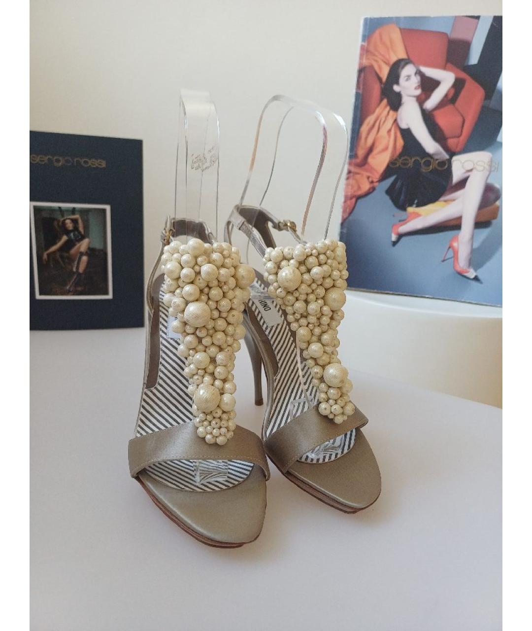 MOSCHINO Серые кожаные босоножки, фото 6