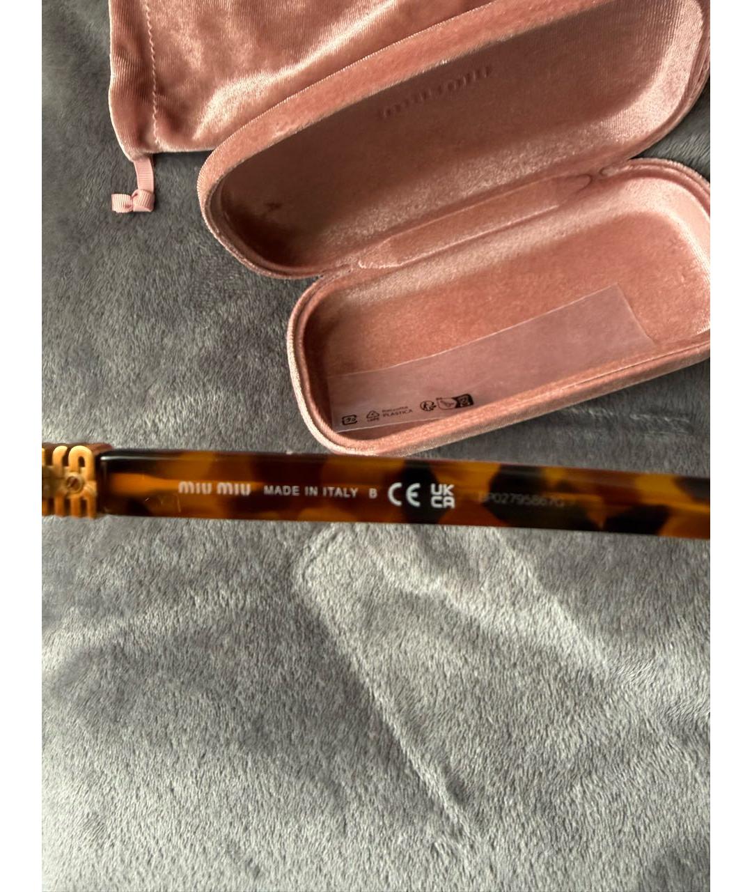 MIU MIU Коричневые пластиковые солнцезащитные очки, фото 5