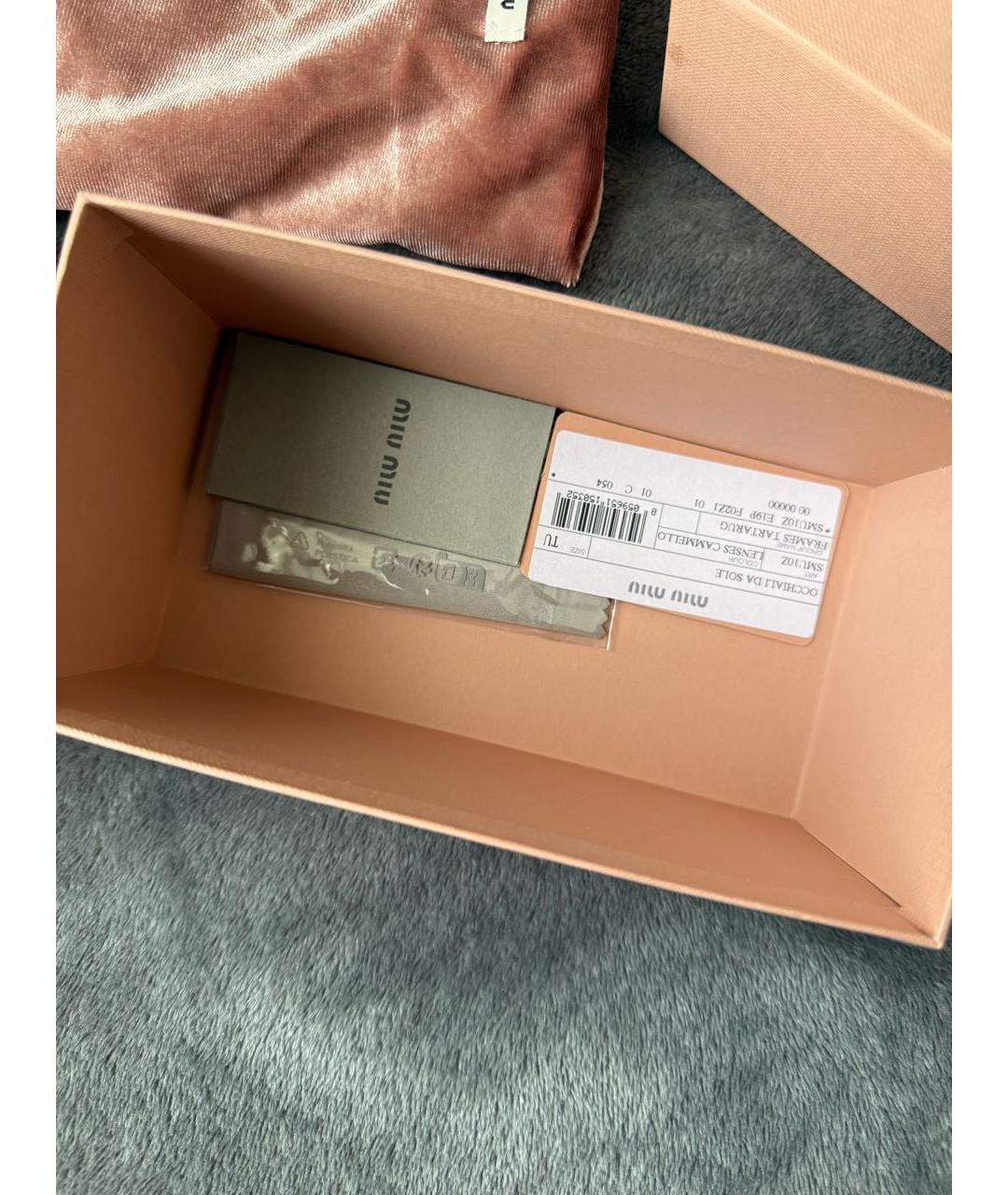 MIU MIU Коричневые пластиковые солнцезащитные очки, фото 3