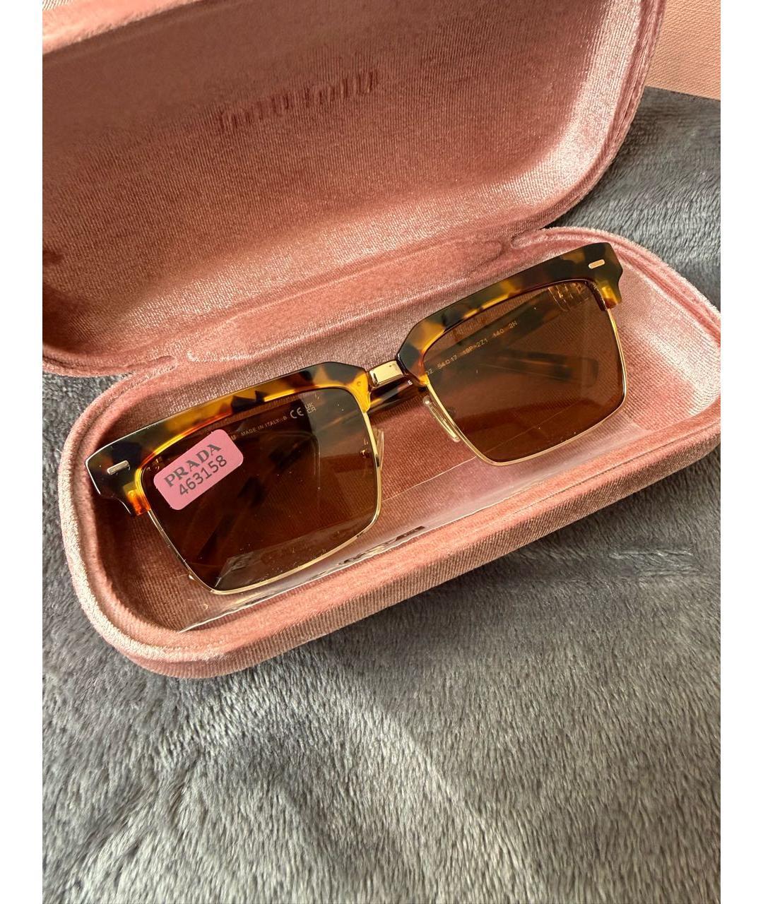 MIU MIU Коричневые пластиковые солнцезащитные очки, фото 7