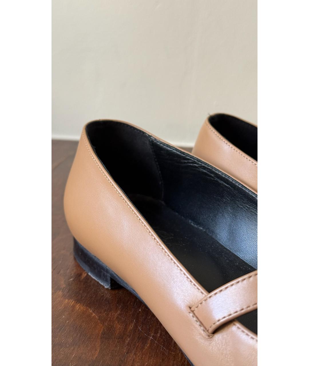 HERMES Бежевые кожаные балетки, фото 4