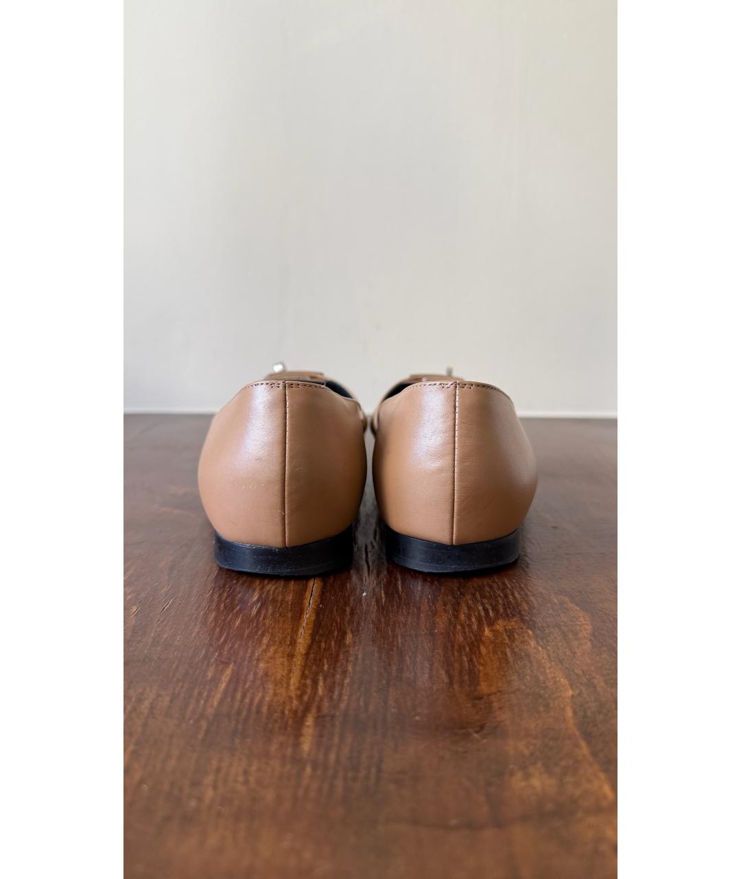 HERMES Бежевые кожаные балетки, фото 2