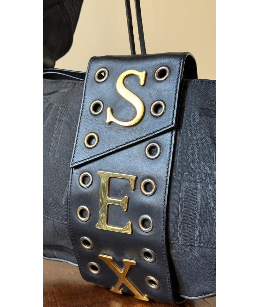 DOLCE&GABBANA Черная кожаная сумка тоут, фото 6