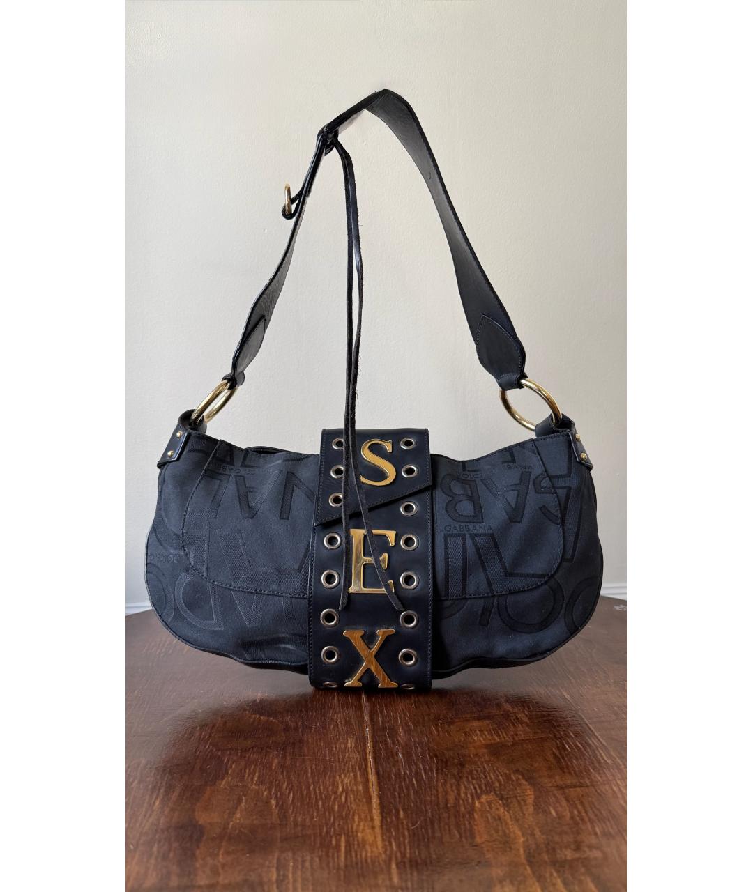 DOLCE&GABBANA Черная кожаная сумка тоут, фото 2