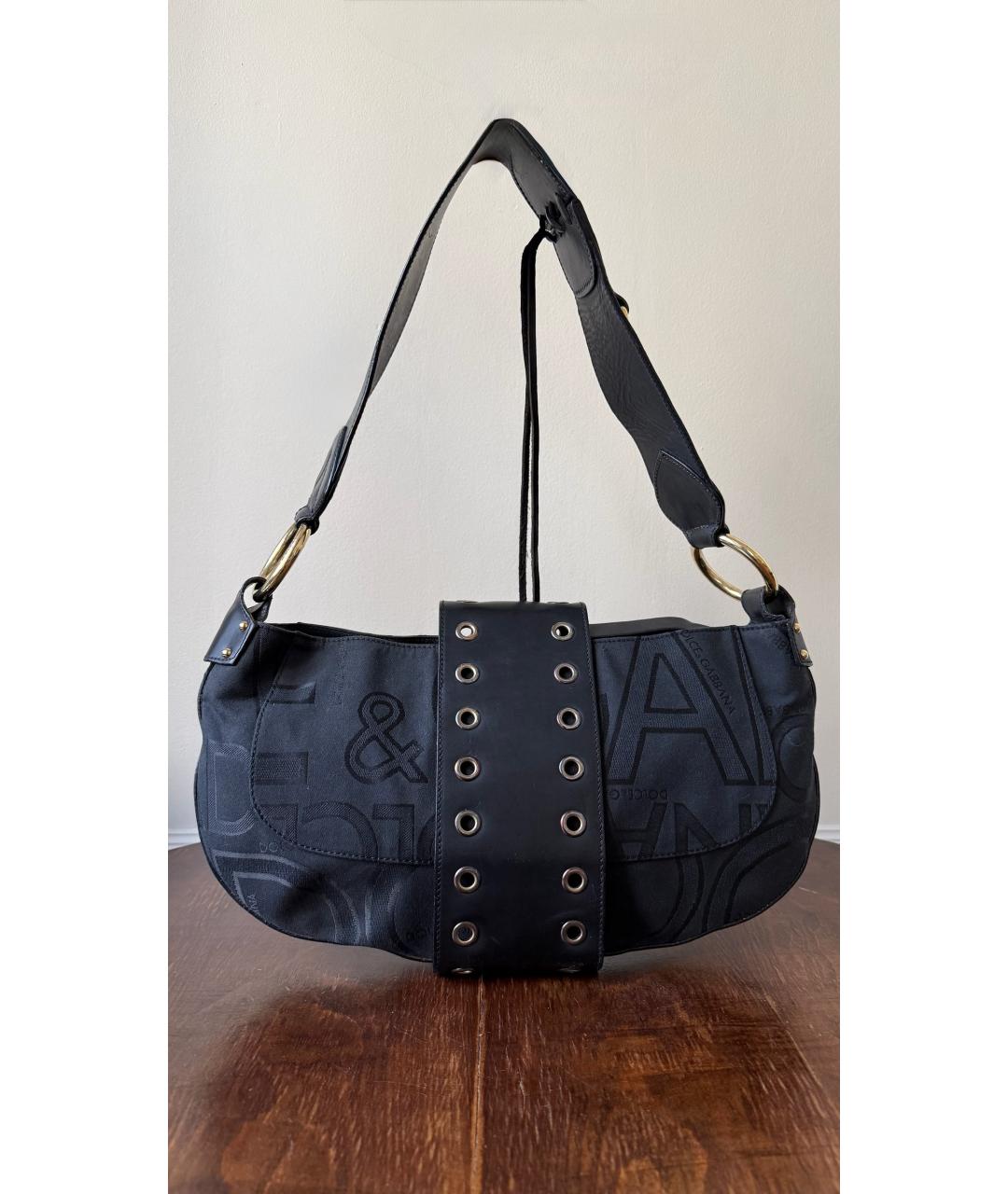 DOLCE&GABBANA Черная кожаная сумка тоут, фото 3