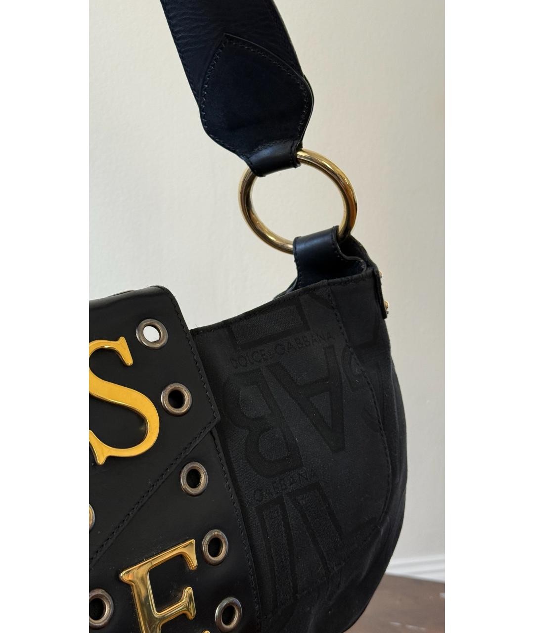 DOLCE&GABBANA Черная кожаная сумка тоут, фото 5