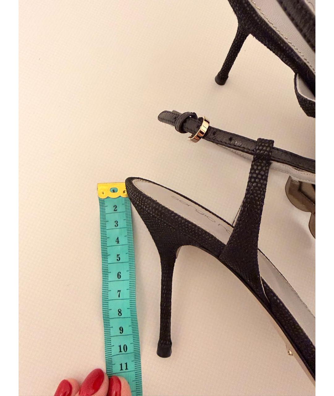 SERGIO ROSSI Черные кожаные босоножки, фото 6