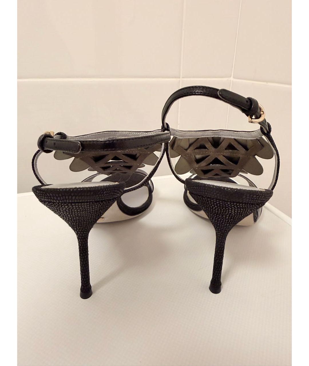 SERGIO ROSSI Черные кожаные босоножки, фото 3