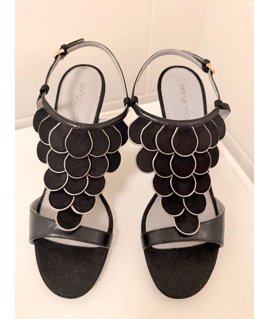 SERGIO ROSSI Черные кожаные босоножки, фото 2