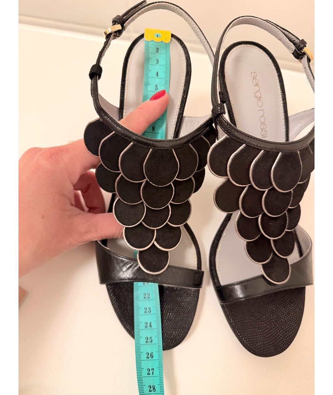 SERGIO ROSSI Черные кожаные босоножки, фото 5