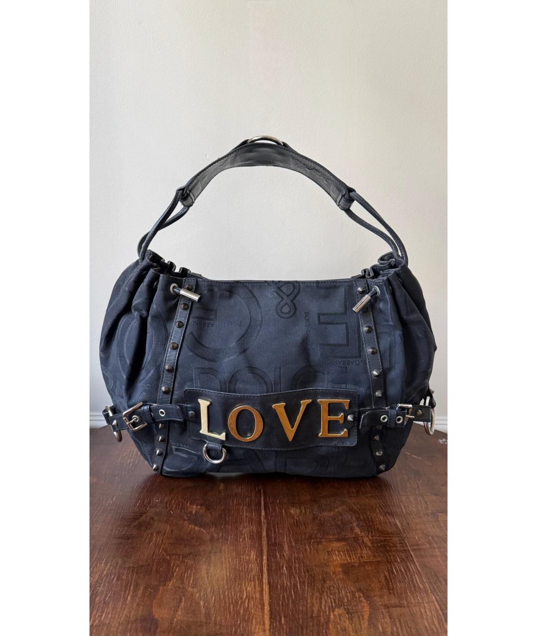 DOLCE&GABBANA Черная кожаная сумка тоут, фото 2