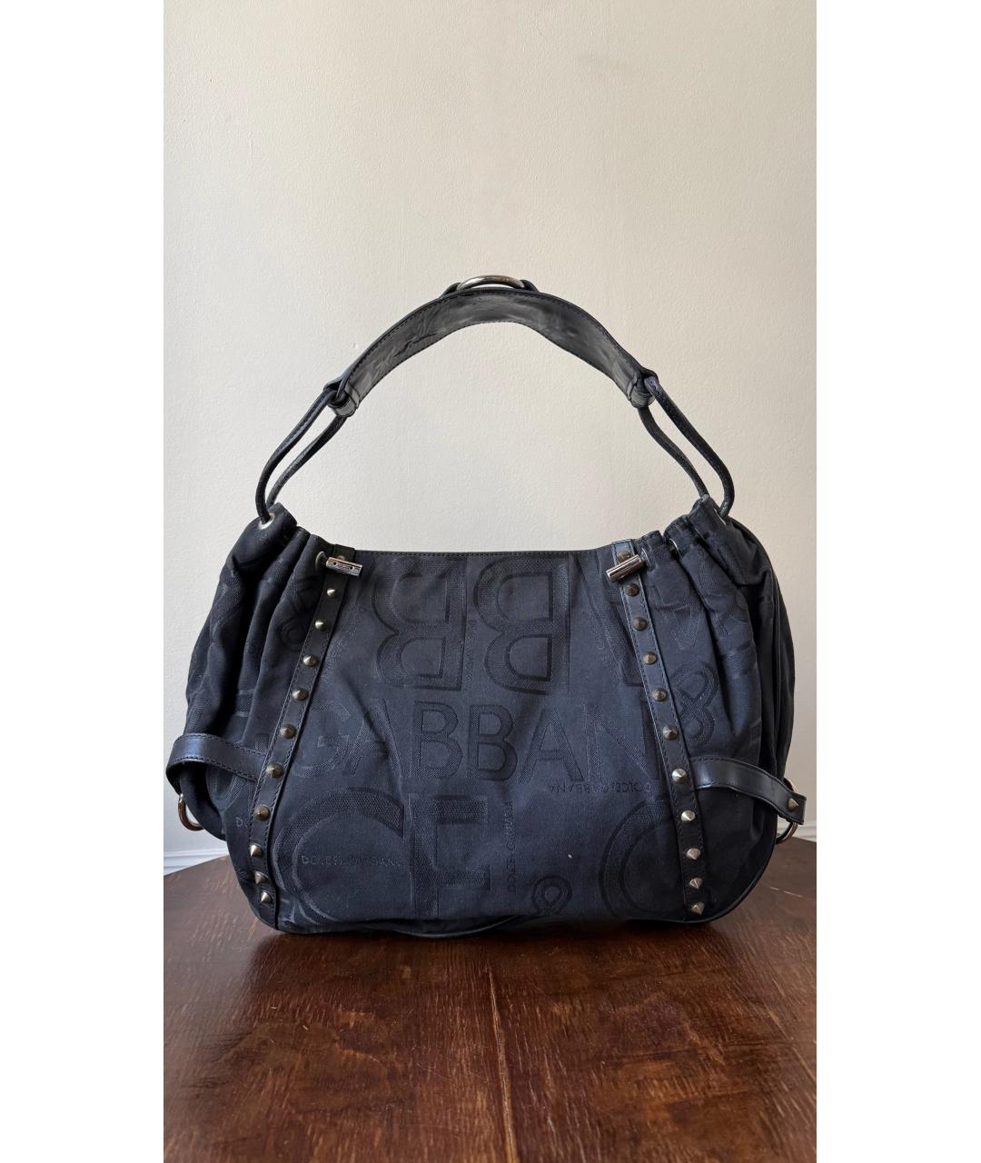 DOLCE&GABBANA Черная кожаная сумка тоут, фото 3