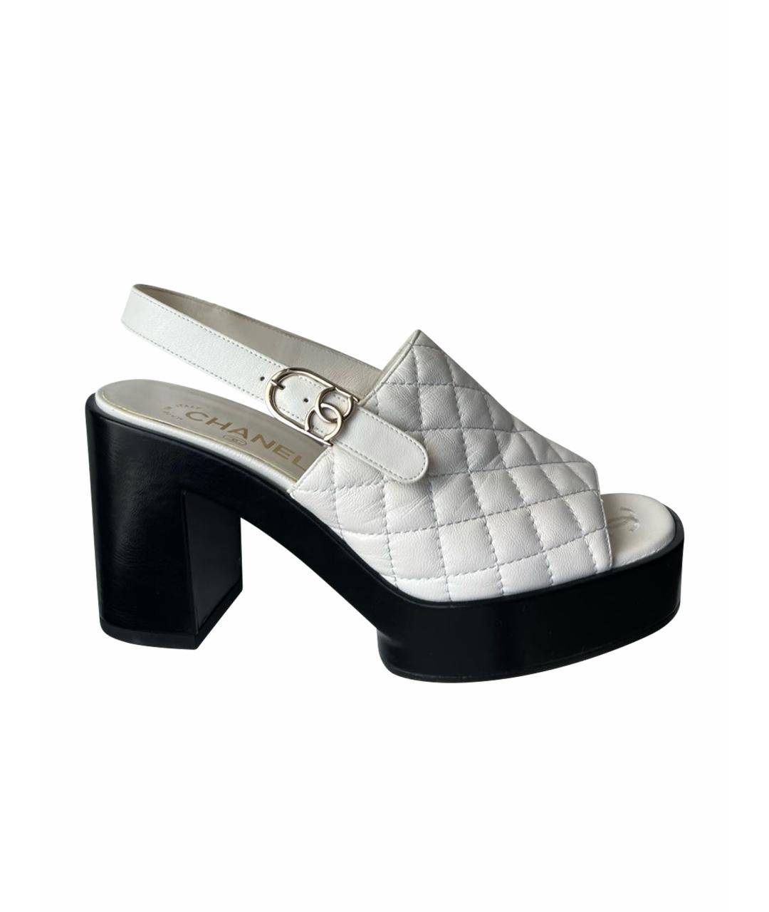 CHANEL Белые кожаные сабо, фото 1