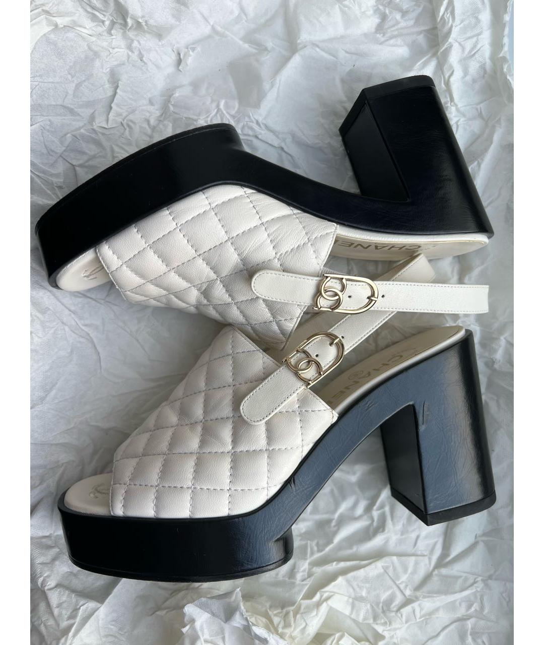 CHANEL Белые кожаные сабо, фото 5