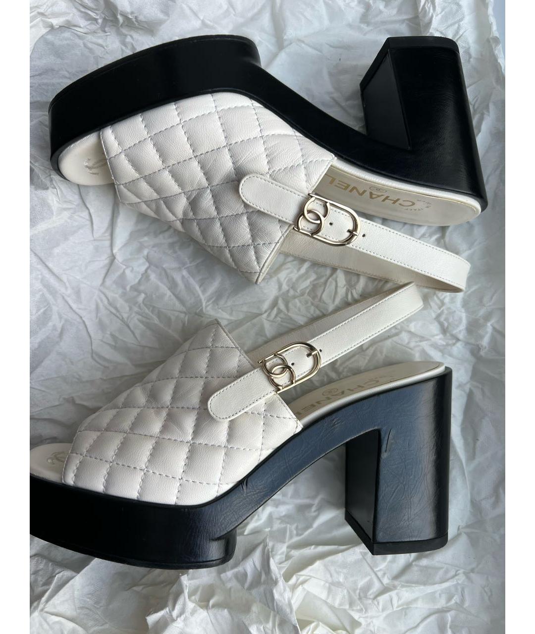 CHANEL Белые кожаные сабо, фото 4