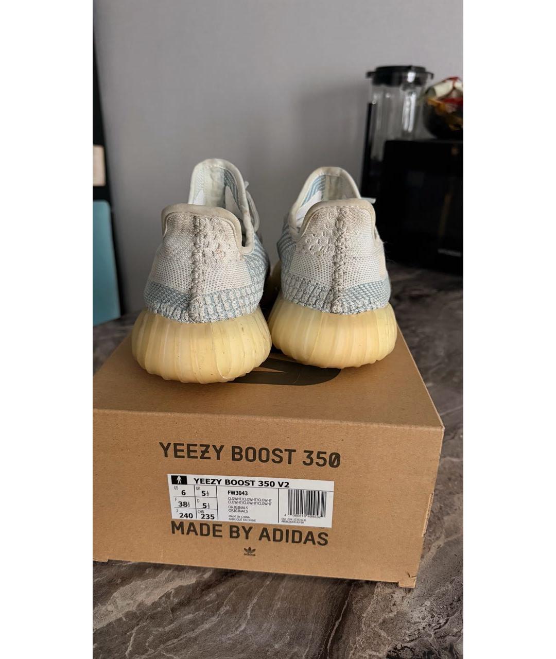 ADIDAS YEEZY Голубые текстильные кроссовки, фото 4