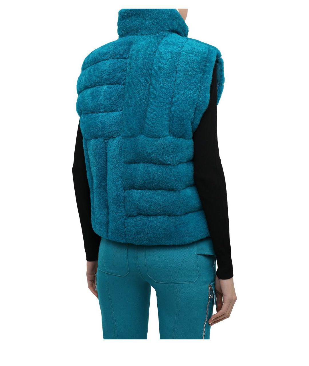 BOTTEGA VENETA Голубой меховой жилет, фото 2