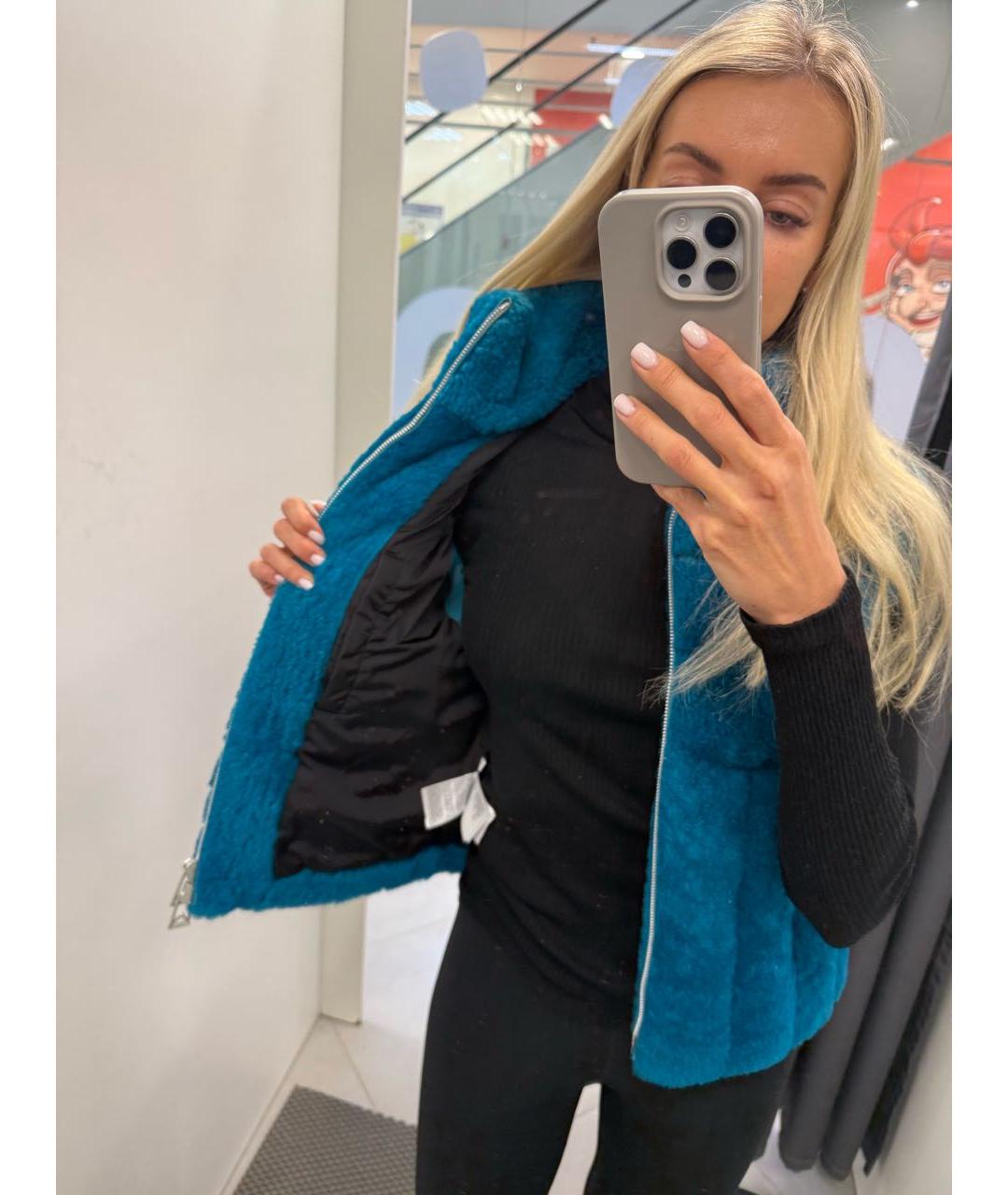 BOTTEGA VENETA Голубой меховой жилет, фото 6