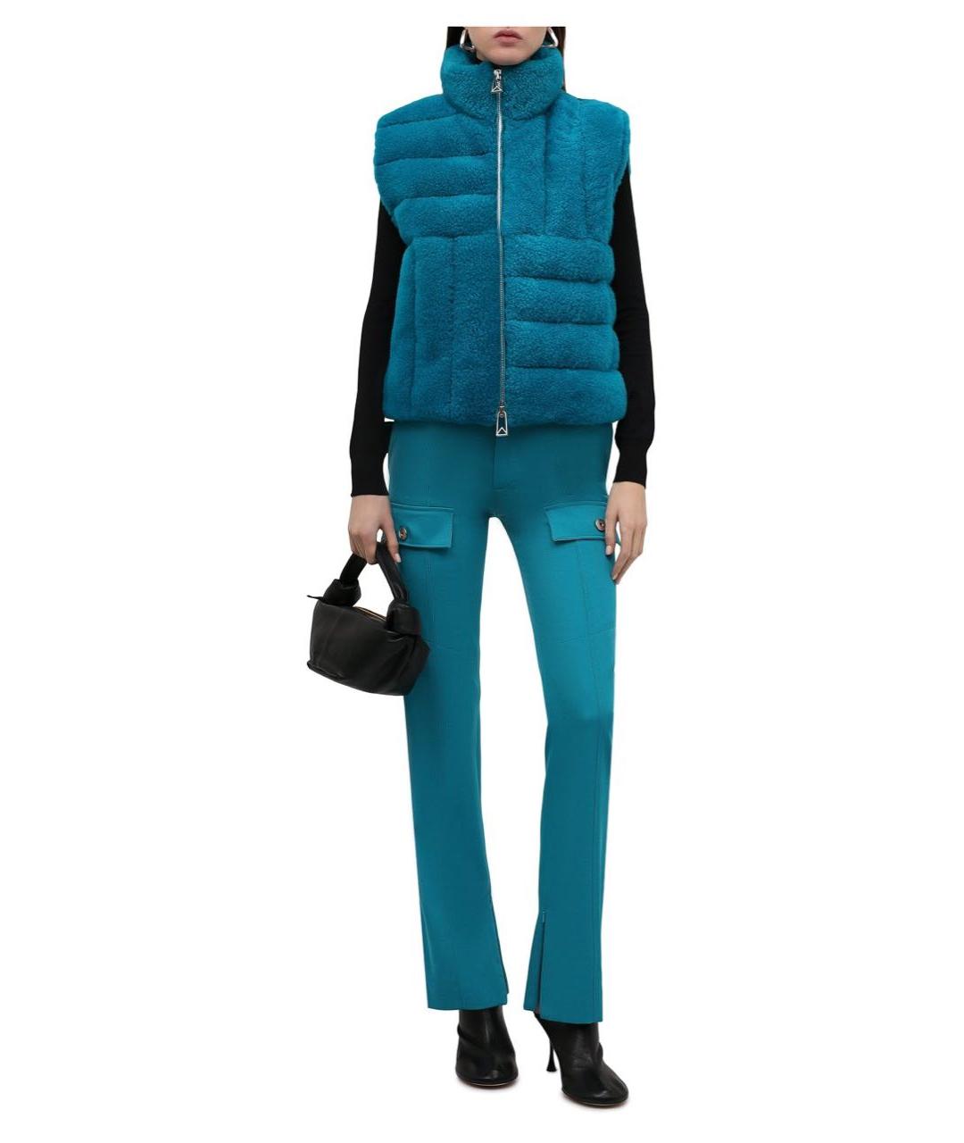 BOTTEGA VENETA Голубой меховой жилет, фото 4