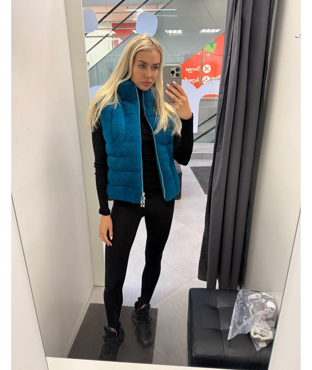 BOTTEGA VENETA Голубой меховой жилет, фото 5