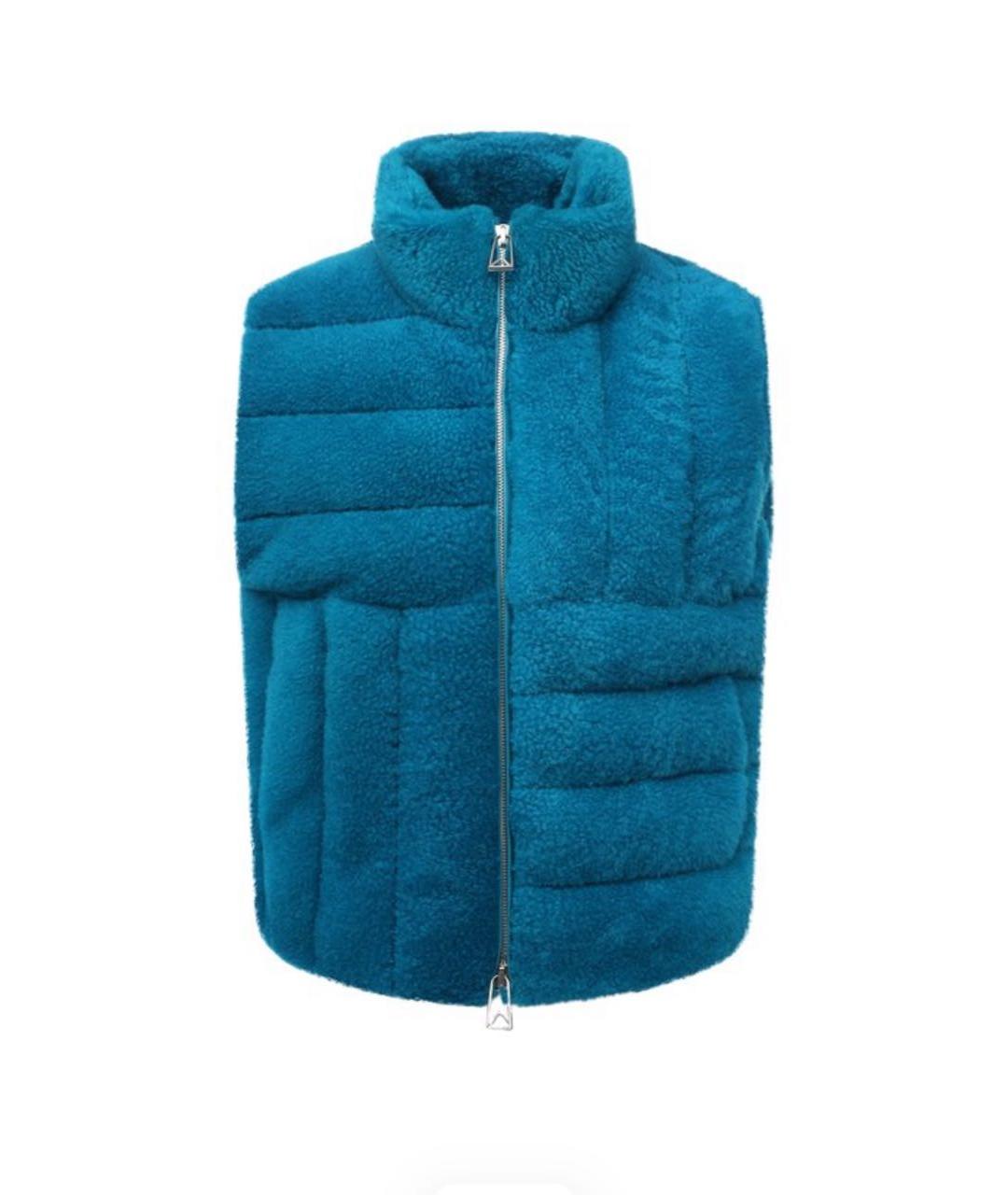 BOTTEGA VENETA Голубой меховой жилет, фото 7