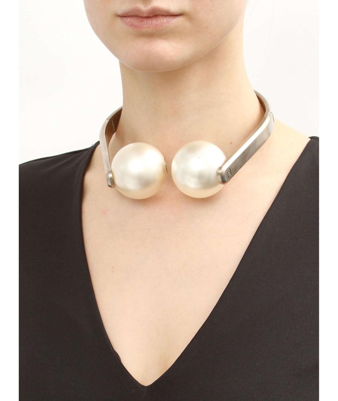 CHANEL Серебряное металлическое колье, фото 6