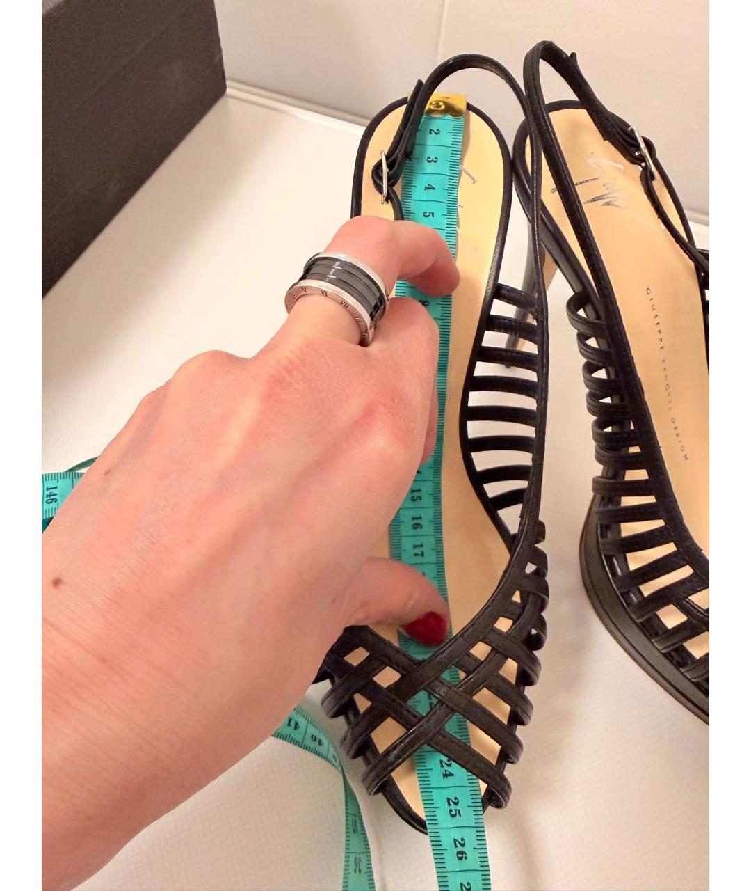 GIUSEPPE ZANOTTI DESIGN Черные кожаные босоножки, фото 6