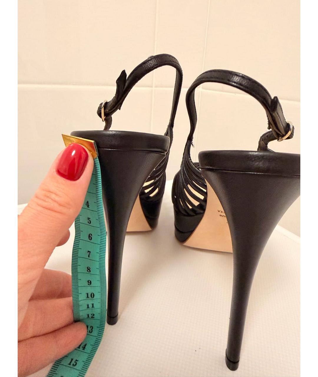 GIUSEPPE ZANOTTI DESIGN Черные кожаные босоножки, фото 3