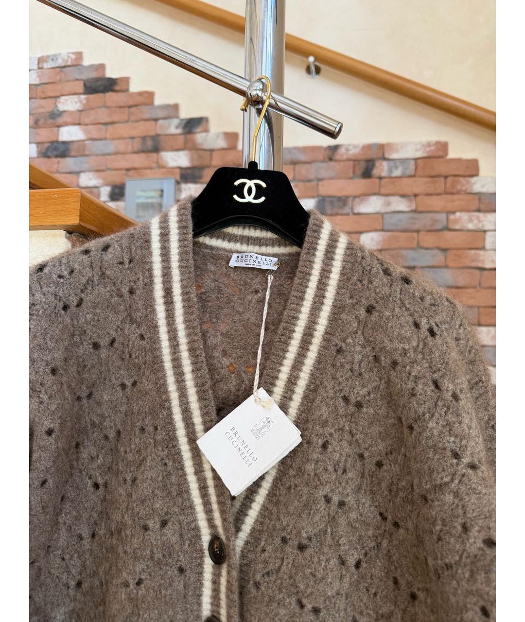 BRUNELLO CUCINELLI Коричневый шерстяной кардиган, фото 2