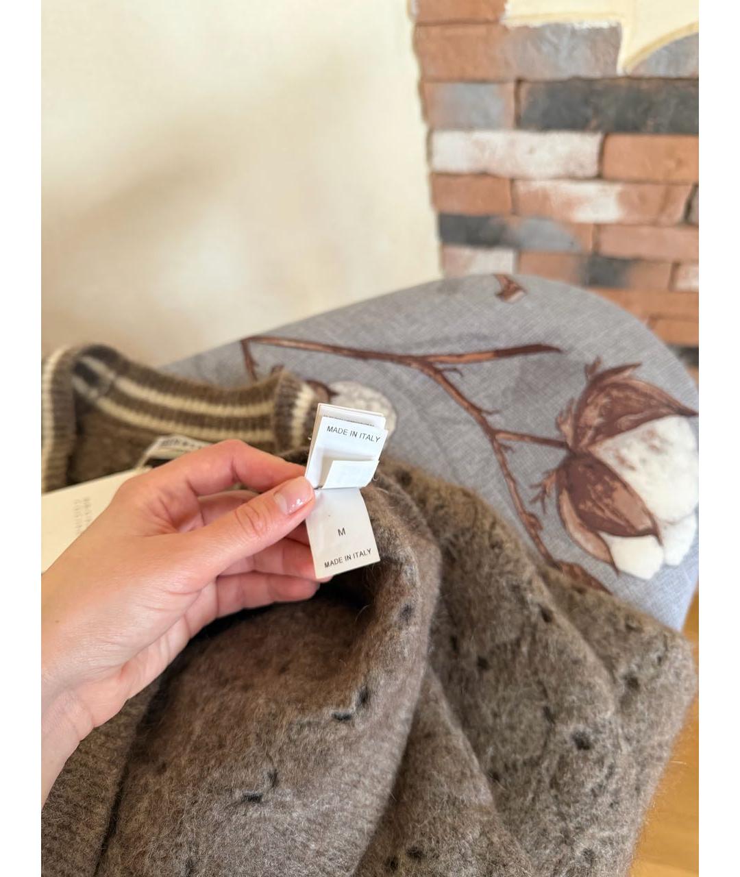 BRUNELLO CUCINELLI Коричневый шерстяной кардиган, фото 8