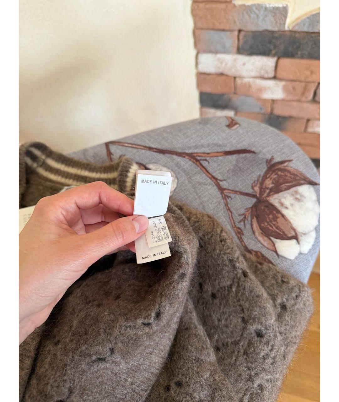 BRUNELLO CUCINELLI Коричневый шерстяной кардиган, фото 6