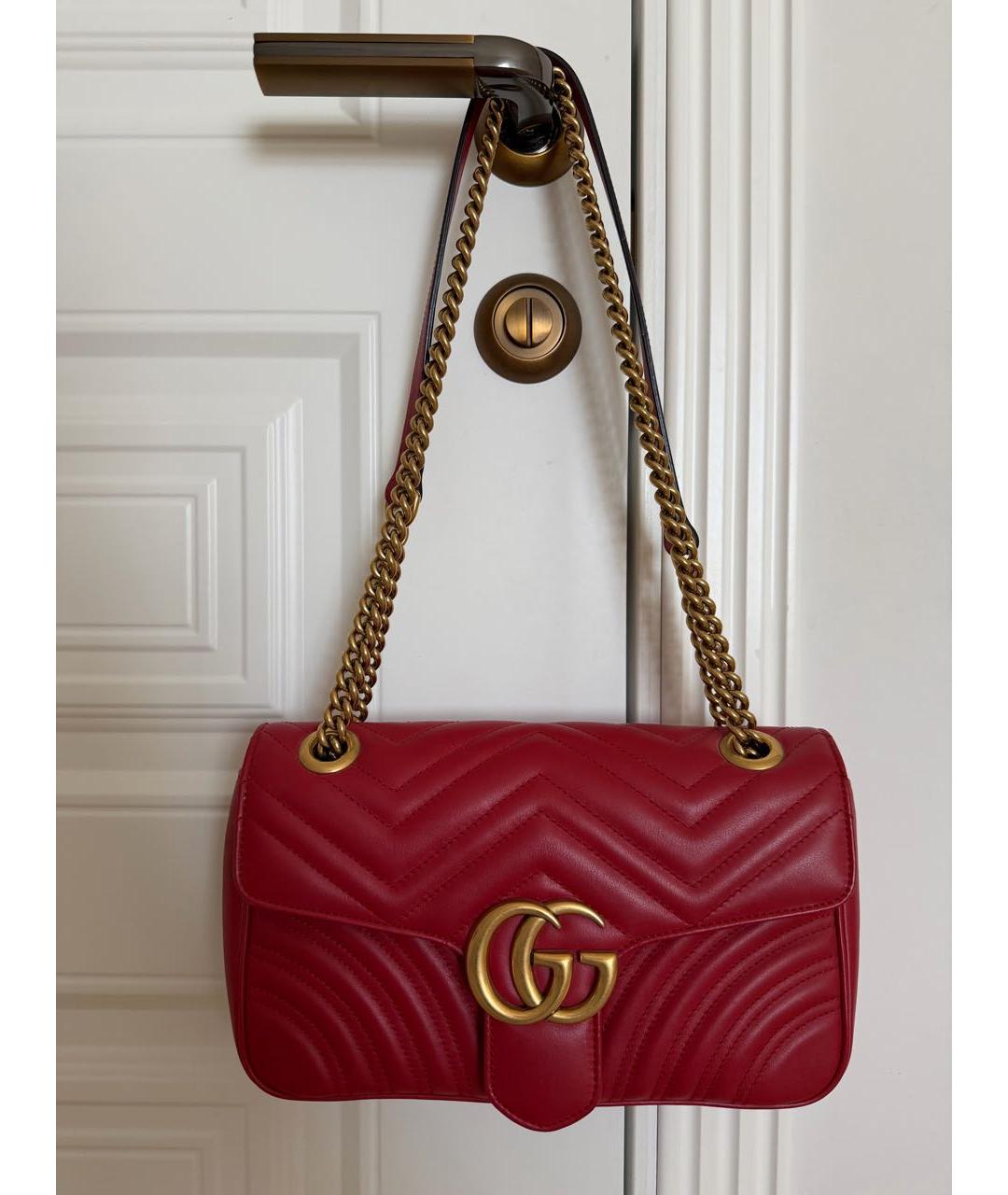 GUCCI Красная кожаная сумка через плечо, фото 5