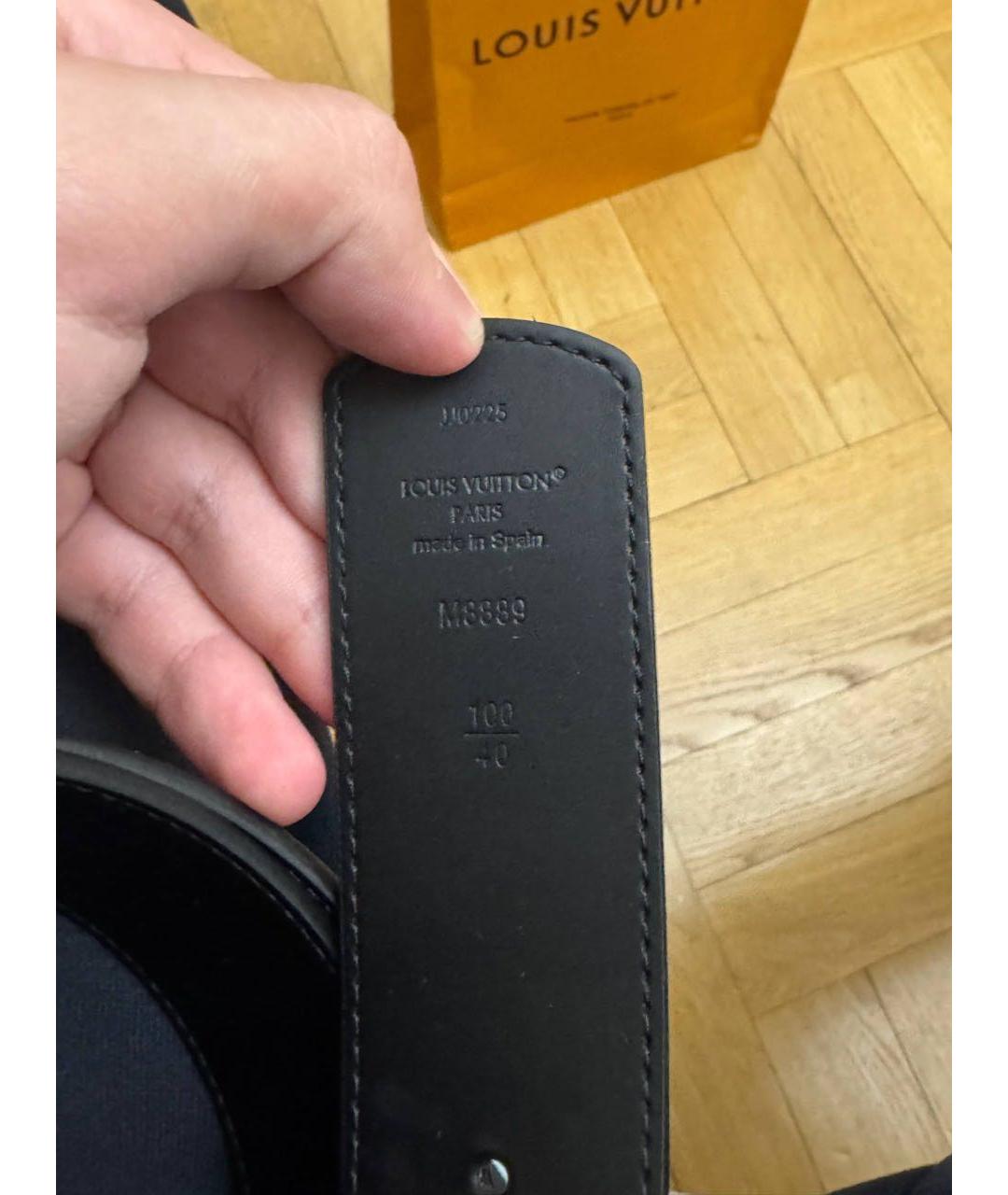 LOUIS VUITTON Черный кожаный ремень, фото 3