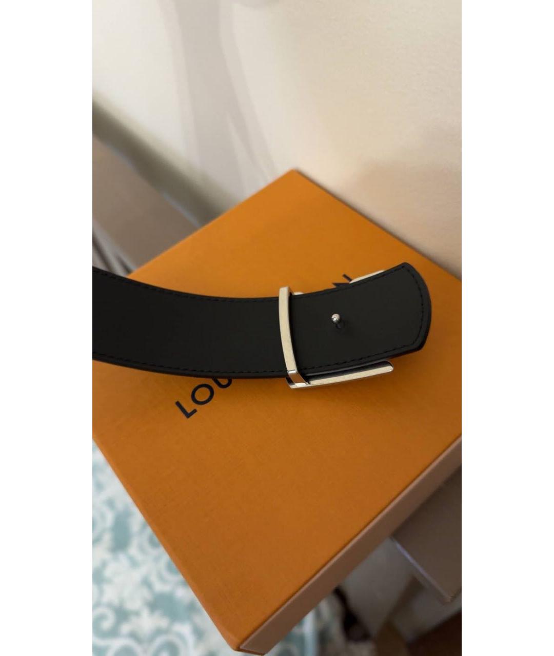 LOUIS VUITTON Черный кожаный ремень, фото 2