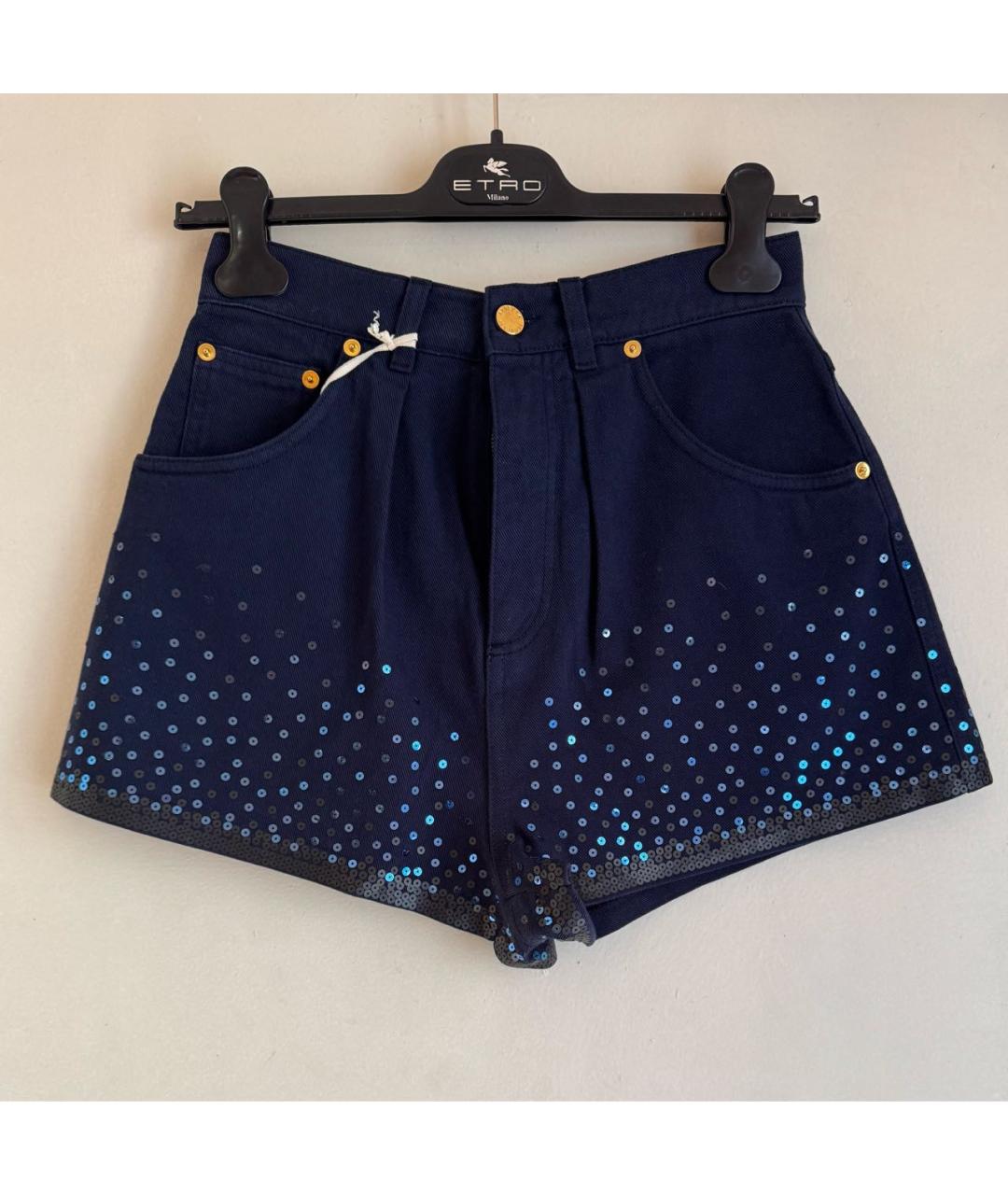 ALBERTA FERRETTI Темно-синие хлопковые шорты, фото 6