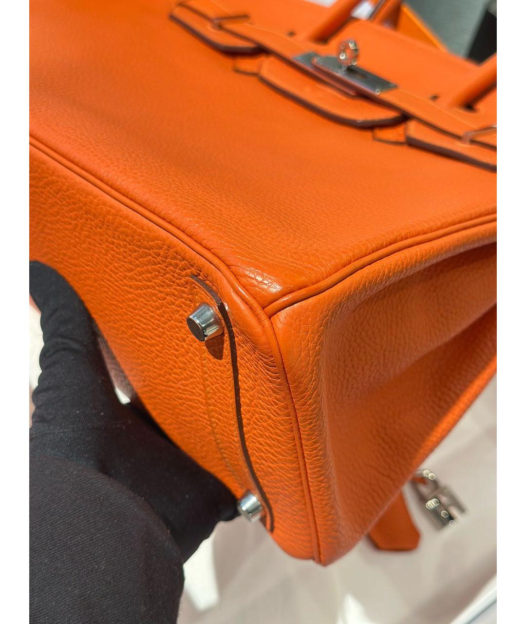 HERMES Оранжевая кожаная сумка с короткими ручками, фото 6