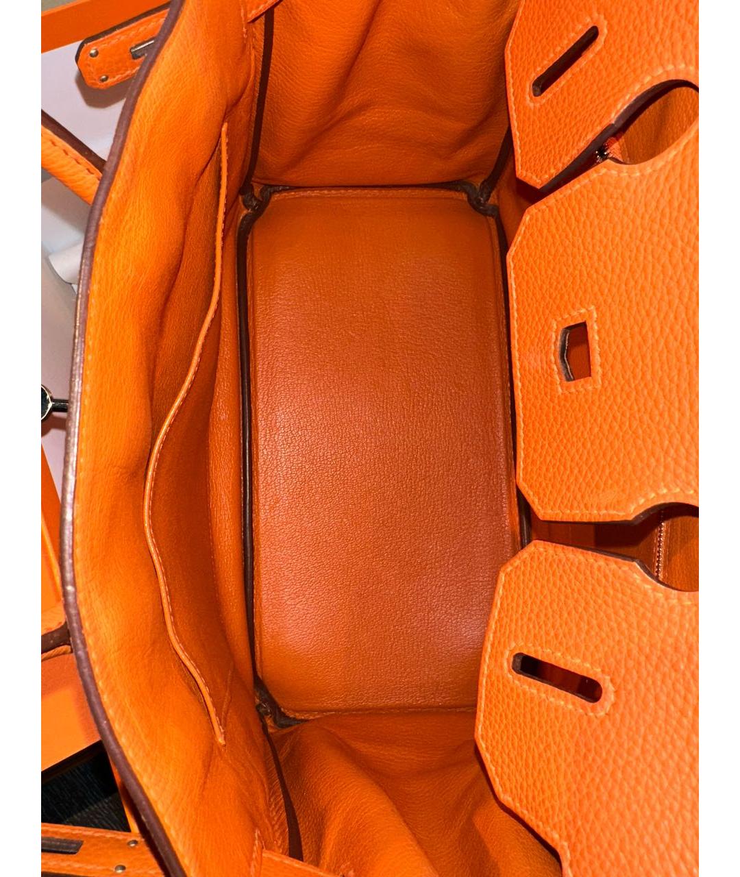 HERMES Оранжевая кожаная сумка с короткими ручками, фото 4