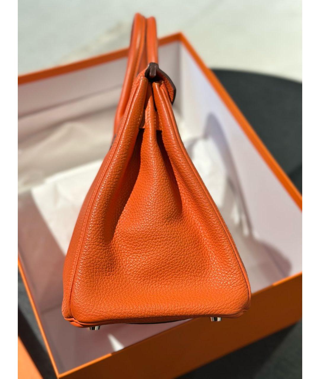 HERMES Оранжевая кожаная сумка с короткими ручками, фото 2