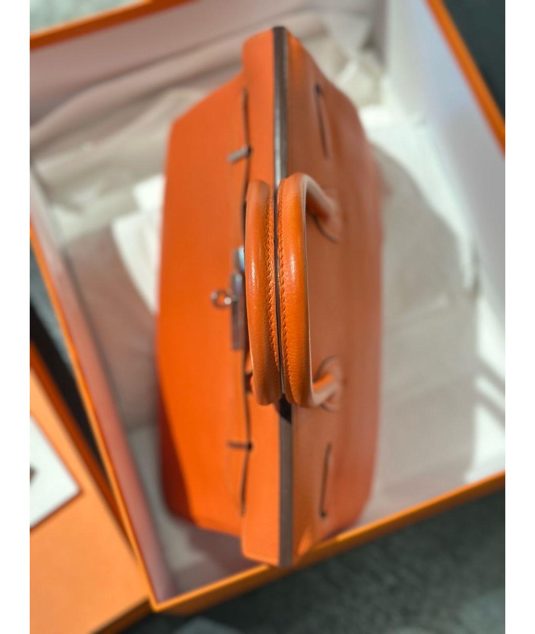 HERMES Оранжевая кожаная сумка с короткими ручками, фото 8
