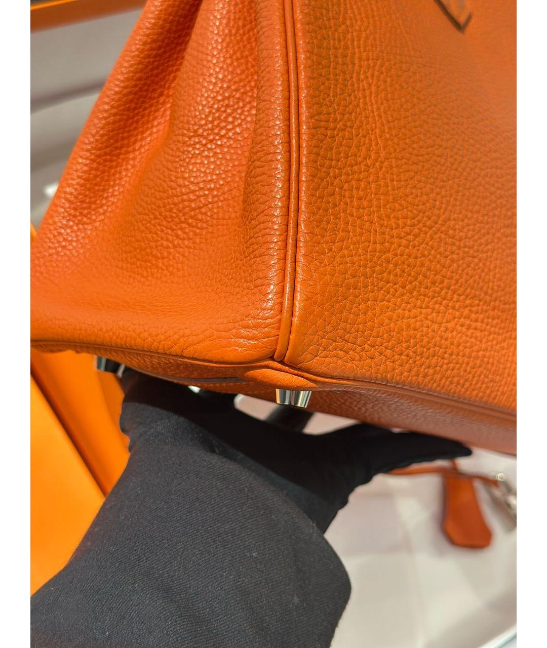 HERMES Оранжевая кожаная сумка с короткими ручками, фото 7