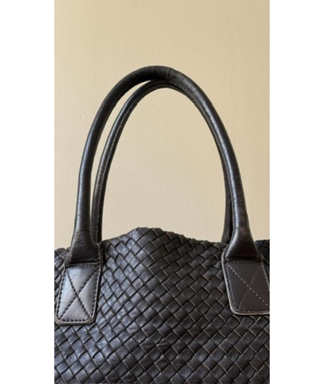 BOTTEGA VENETA Черная кожаная сумка тоут, фото 3