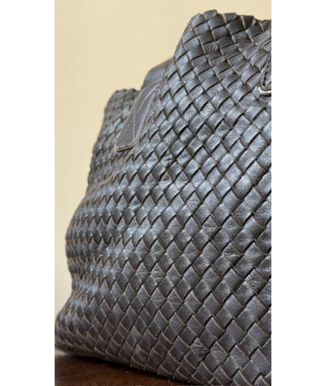 BOTTEGA VENETA Черная кожаная сумка тоут, фото 5