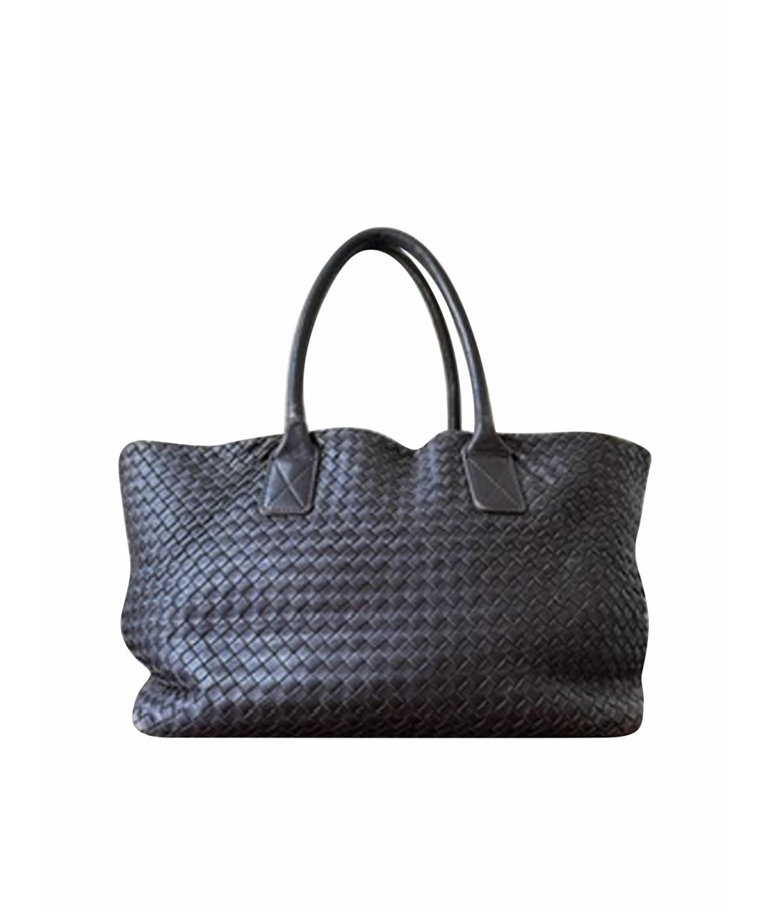 BOTTEGA VENETA Черная кожаная сумка тоут, фото 1