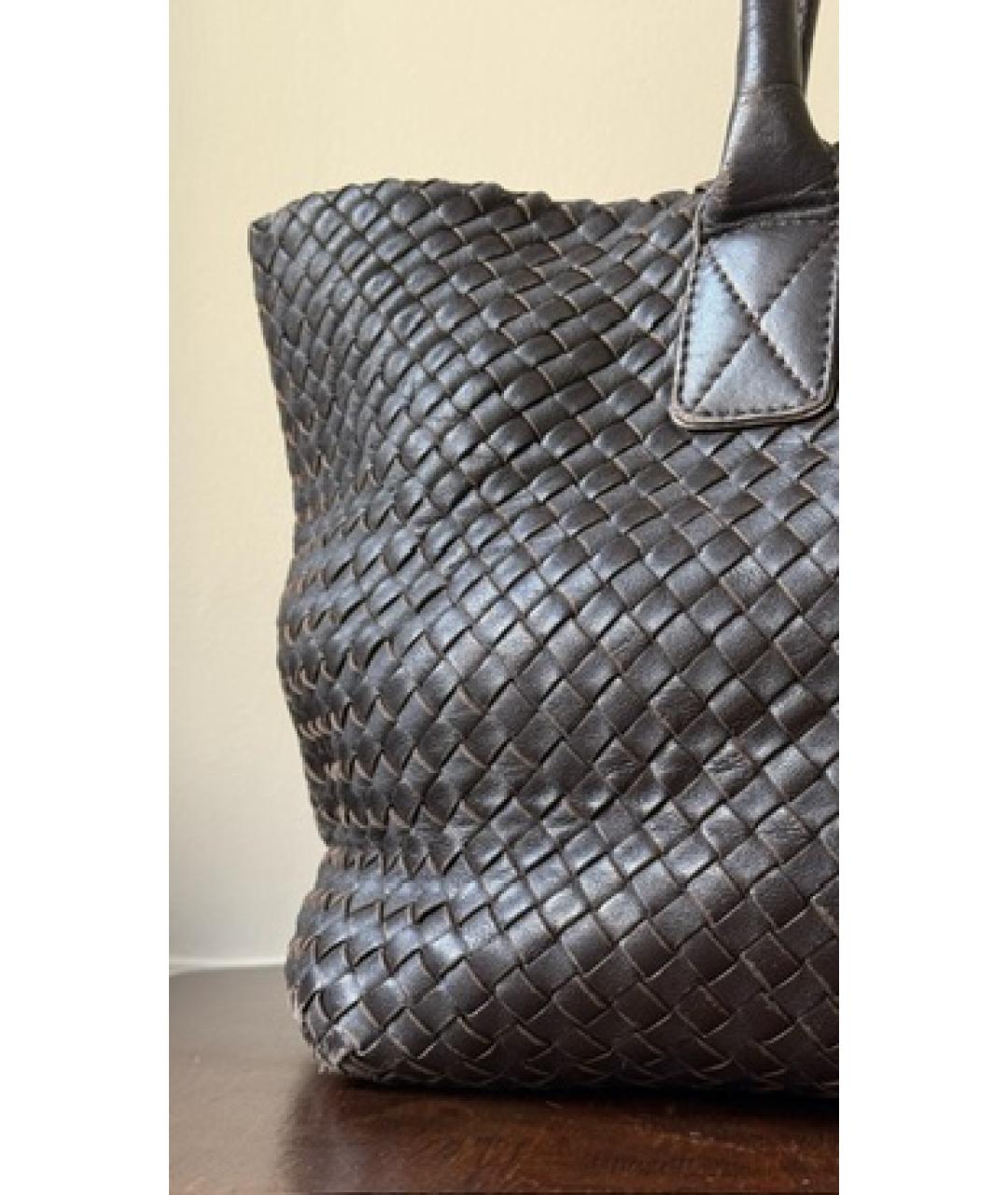 BOTTEGA VENETA Черная кожаная сумка тоут, фото 4